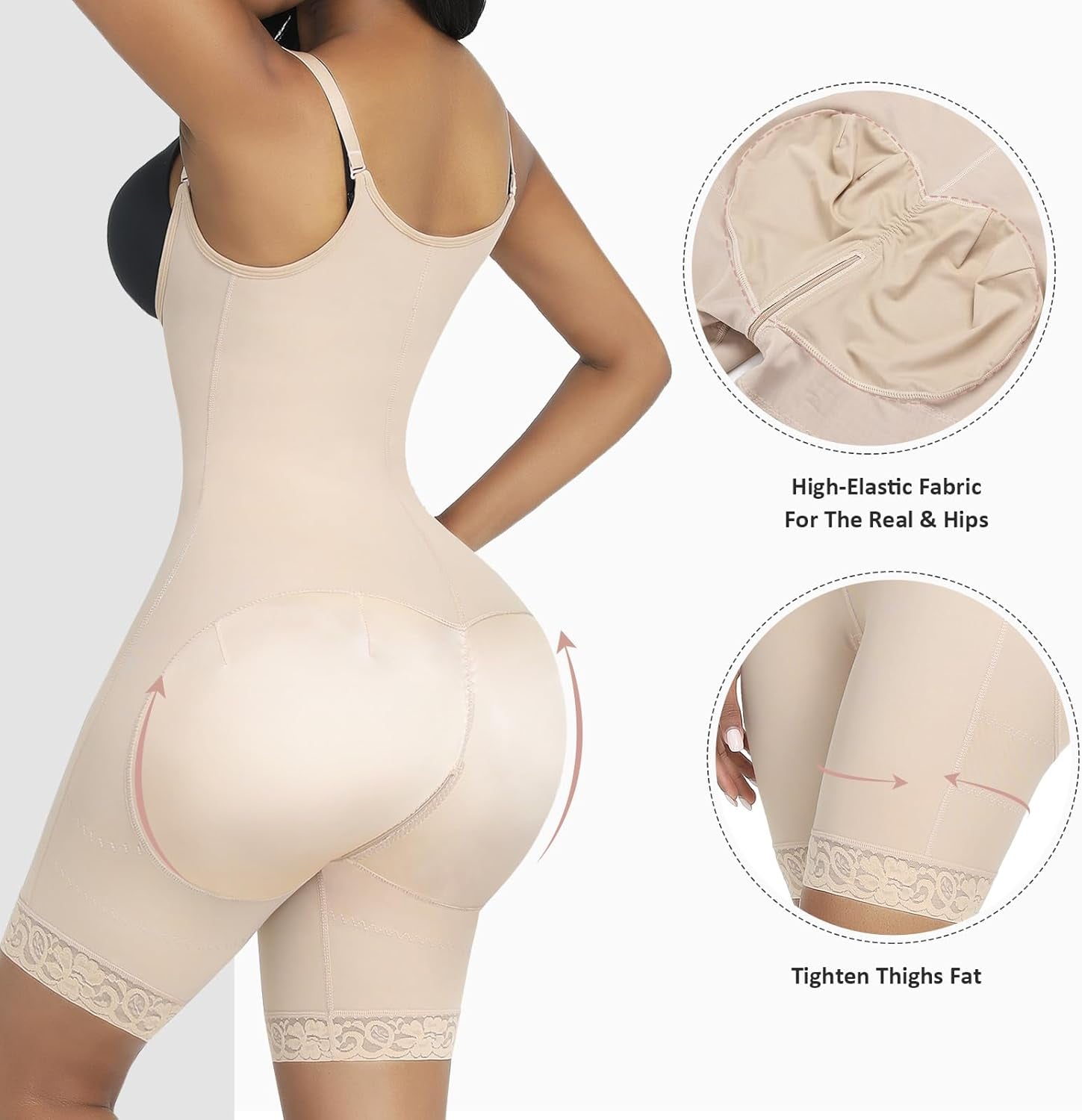 Shapewear for Women Tummy Control Fajas Colombianas Body Shaper for Women Zipper Open Bust Bodysuit Waist Trainer