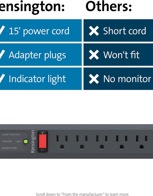 Load image into Gallery viewer, Guardian 6 Outlet, 15-Foot Cord, &amp; 540 Joules Premium Surge Protector (K38215NA), Black
