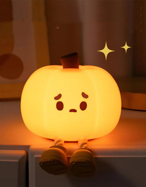 Load image into Gallery viewer, Halloween Pumpkin Night Lights Cute Soft Silicone Safe Lamp Decorations Timing Dimmable Bedside Decor Kids Baby Halloween Gifts
