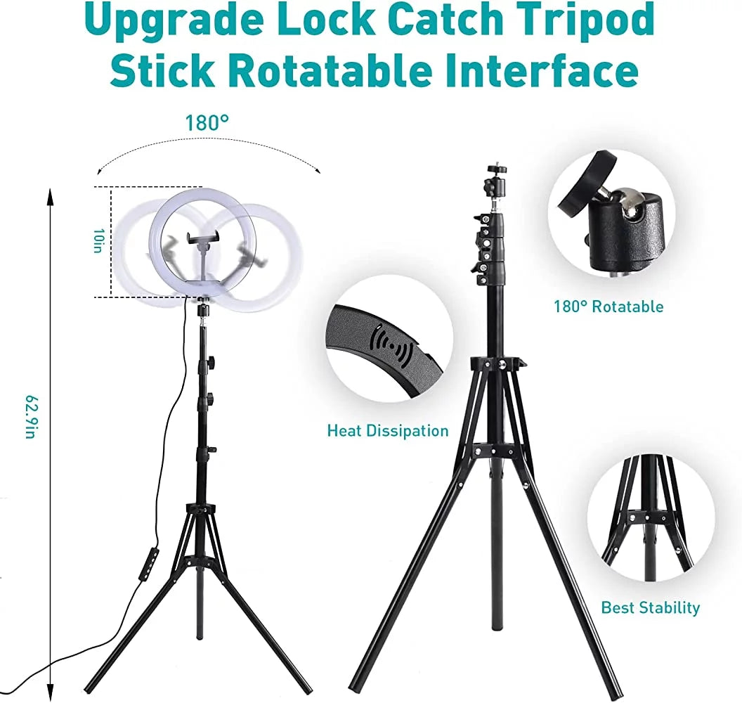 13" RGB Selfie Ring Light W/ Tripod Stand & Phone Holder 26 Modes 10 Brightness Level 120 LED Bulbs Dimmable Selfie Ringlight for Live Stream Makeup Youtube Video Photography Shooting