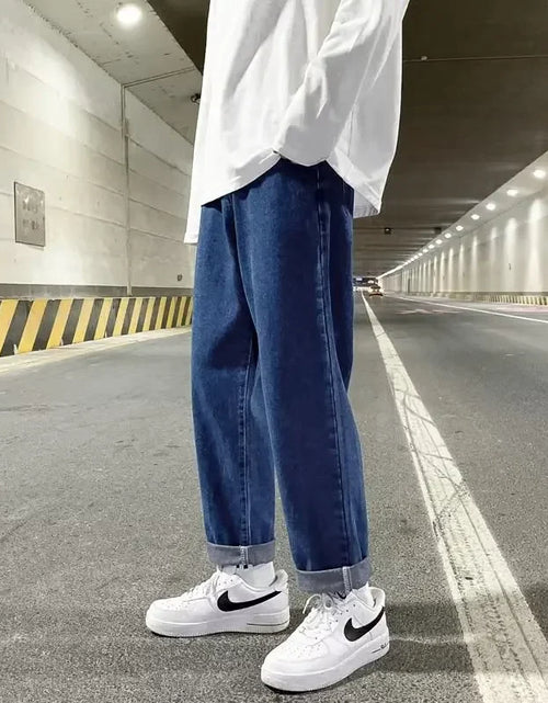 Load image into Gallery viewer, Autumn Korean Fashion Drawstring Y2K Jeans Homme Classic Baggy Straight Wide Leg Pants 2025 New Hip Hop Streetwear Casual Jean
